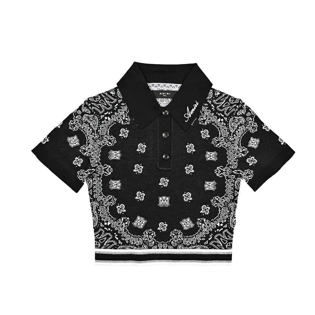 【レディース】AMIRI コットン100% クロップド半袖ニットポロシャツ｜430620｜GUARDAROBA MILANO OFFICIAL STORE