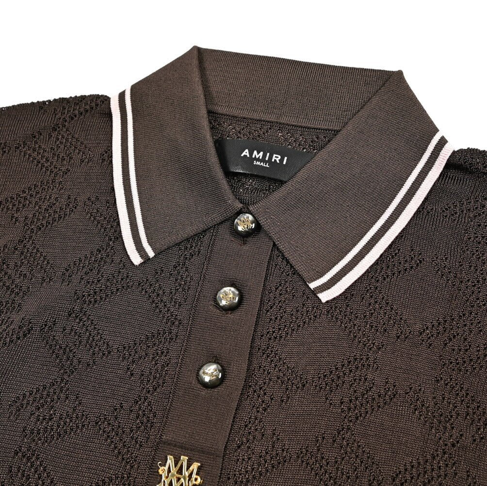 【レディース】AMIRI ビスコース100% クロップド半袖ニットポロシャツ｜430625｜GUARDAROBA MILANO OFFICIAL STORE