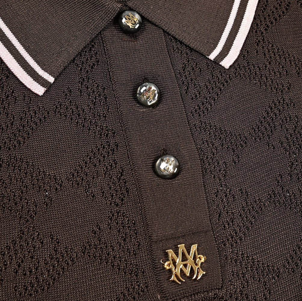 【レディース】AMIRI ビスコース100% クロップド半袖ニットポロシャツ｜430625｜GUARDAROBA MILANO OFFICIAL STORE