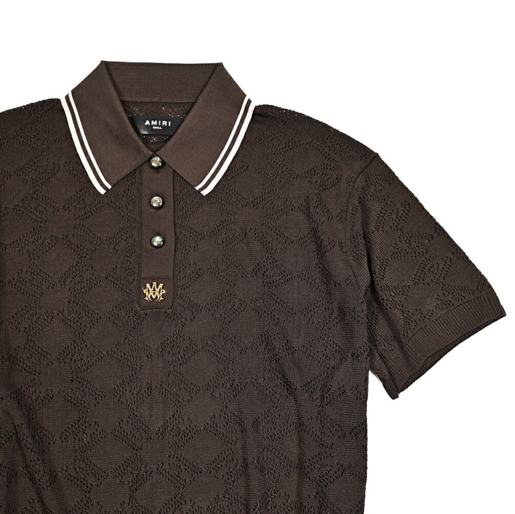 SALE｜AMIRI アミリ / ビスコース100% クロップド半袖ニットポロシャツ