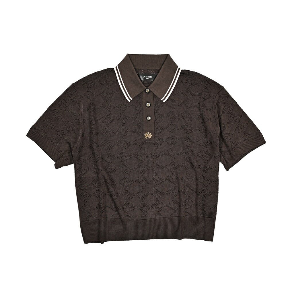 【レディース】AMIRI ビスコース100% クロップド半袖ニットポロシャツ｜430625｜GUARDAROBA MILANO OFFICIAL STORE