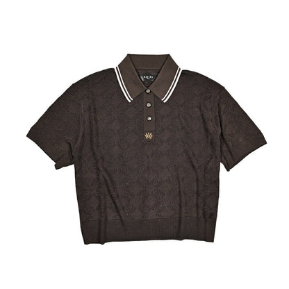【レディース】AMIRI ビスコース100% クロップド半袖ニットポロシャツ｜430625｜GUARDAROBA MILANO OFFICIAL STORE