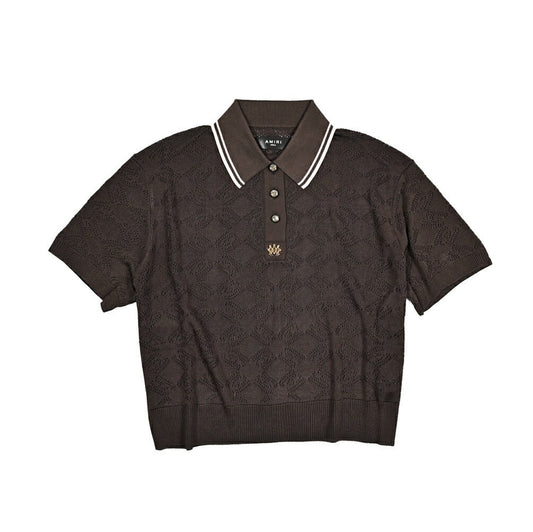 【レディース】AMIRI ビスコース100% クロップド半袖ニットポロシャツ｜430625｜GUARDAROBA MILANO OFFICIAL STORE