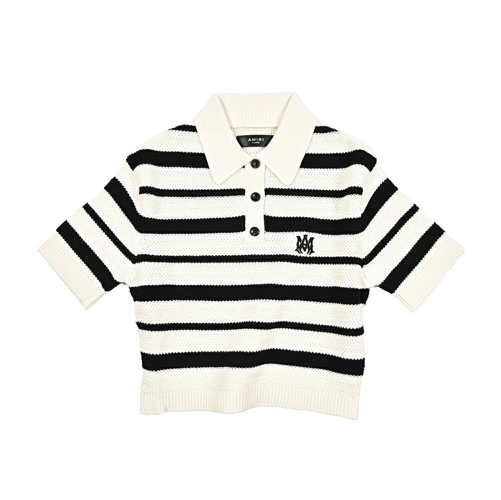 【レディース】AMIRI コットン100% クロップド半袖ニットポロシャツ｜430628｜GUARDAROBA MILANO OFFICIAL STORE