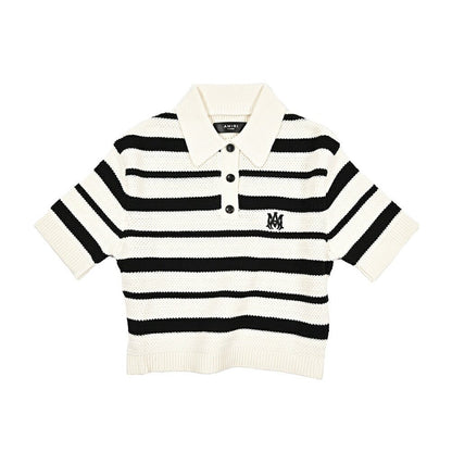 【レディース】AMIRI コットン100% クロップド半袖ニットポロシャツ｜430628｜GUARDAROBA MILANO OFFICIAL STORE