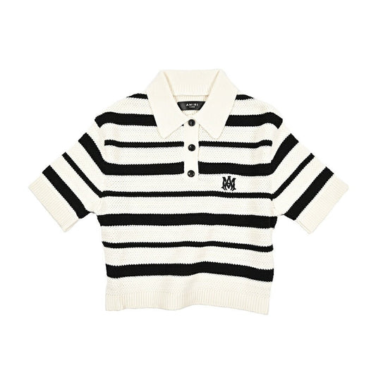 【レディース】AMIRI コットン100% クロップド半袖ニットポロシャツ｜430628｜GUARDAROBA MILANO OFFICIAL STORE