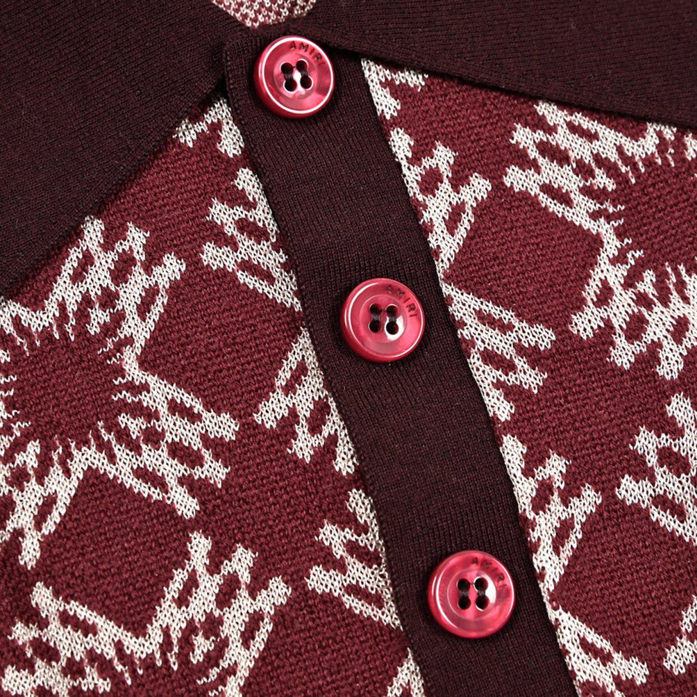 AMIRI ビスコース混ウール 半袖ニットポロシャツ｜430559-M｜GUARDAROBA MILANO OFFICIAL STORE