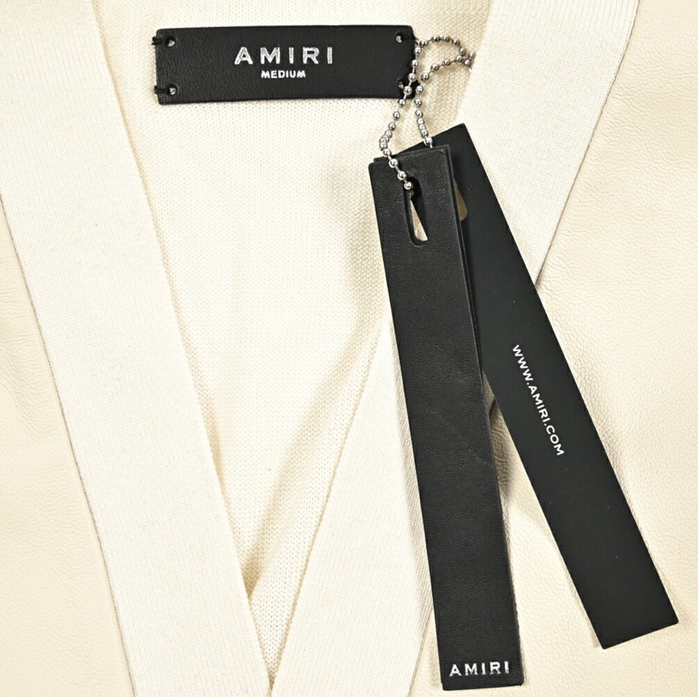AMIRI シルク混カシミヤニットカーディガン レザーフロント｜430601｜GUARDAROBA MILANO OFFICIAL STORE