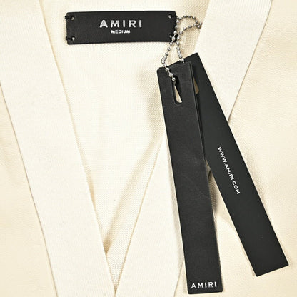 AMIRI シルク混カシミヤニットカーディガン レザーフロント｜430601｜GUARDAROBA MILANO OFFICIAL STORE
