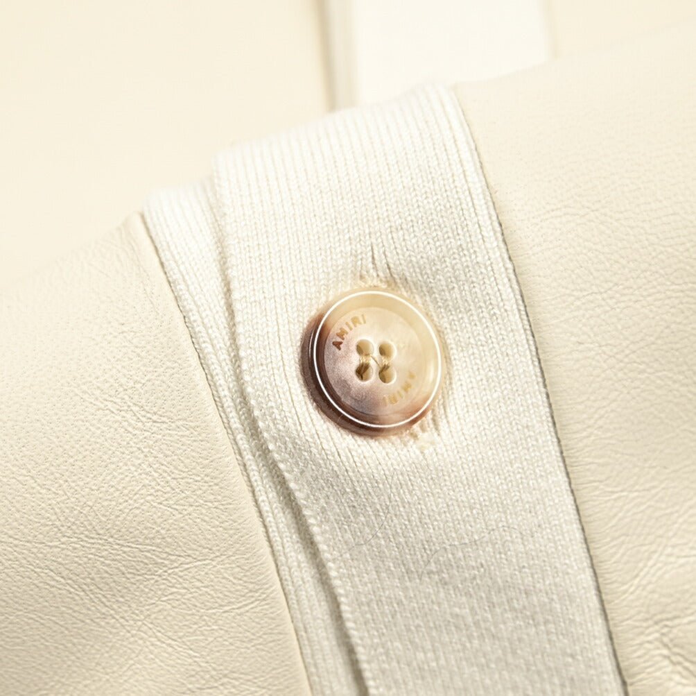 AMIRI シルク混カシミヤニットカーディガン レザーフロント｜430601｜GUARDAROBA MILANO OFFICIAL STORE