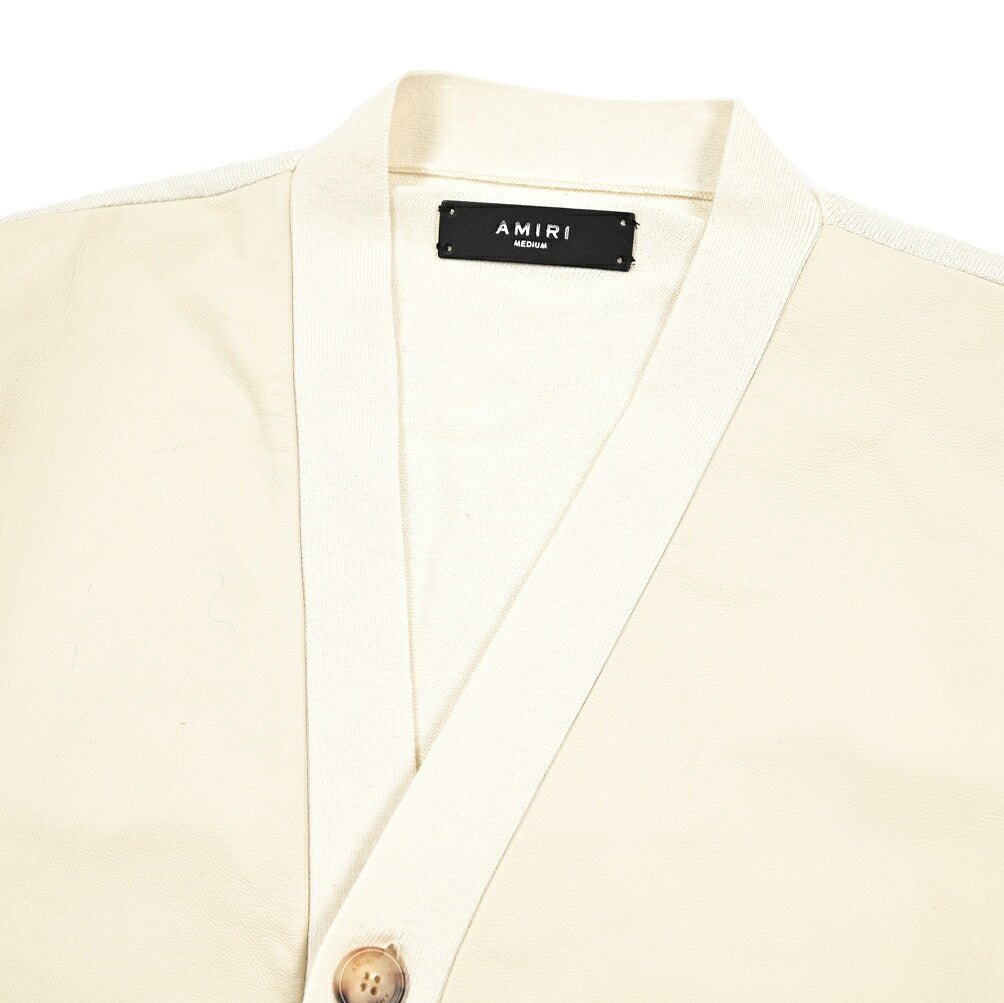 AMIRI シルク混カシミヤニットカーディガン レザーフロント｜430601｜GUARDAROBA MILANO OFFICIAL STORE