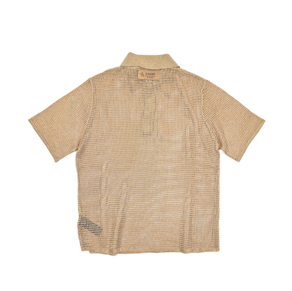 AMIRI ビスコース混 半袖メッシュニットポロシャツ｜430613｜GUARDAROBA MILANO OFFICIAL STORE