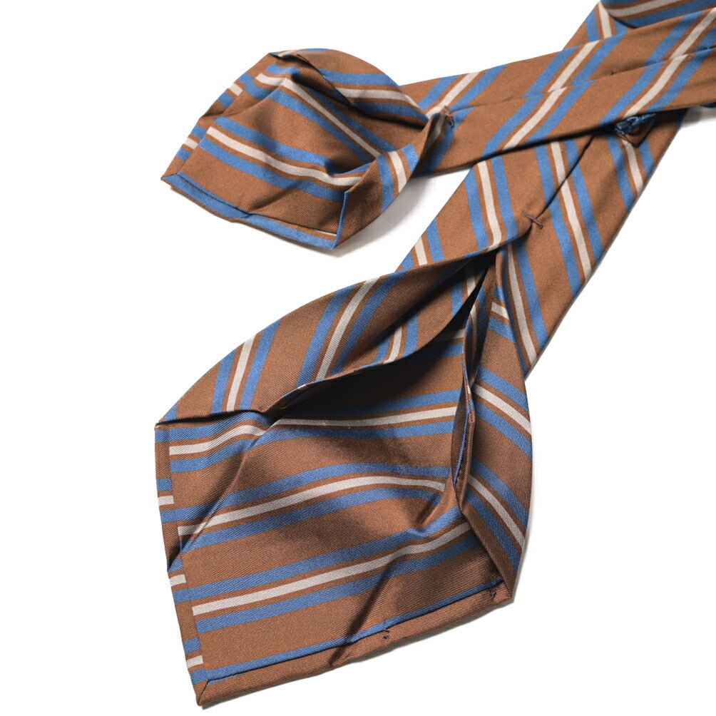 BARBA シルク100% レジメンタルネクタイ (セッテピエゲ) ブラウン 147cm×7.5cm | GUARDAROBA MILANO OFFICIAL STORE