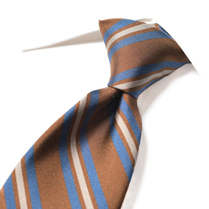 BARBA シルク100% レジメンタルネクタイ (セッテピエゲ) ブラウン 147cm×7.5cm | GUARDAROBA MILANO OFFICIAL STORE
