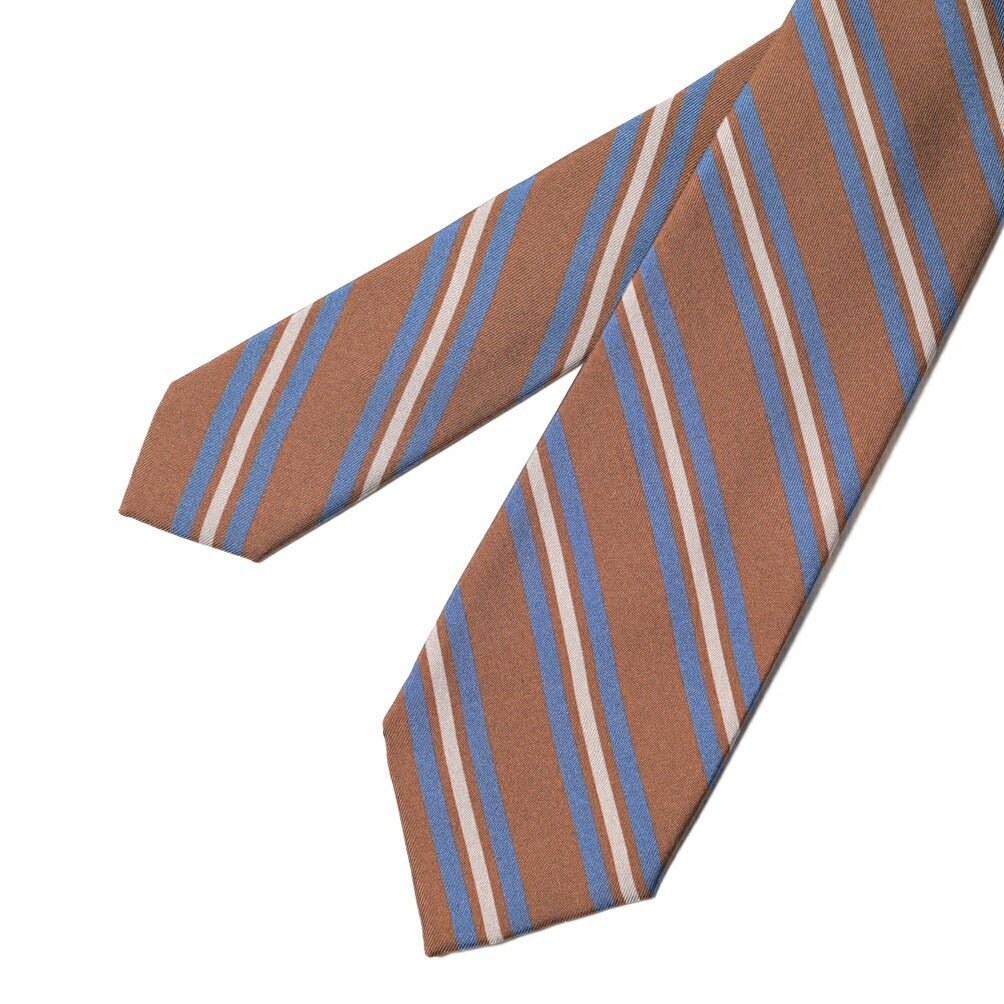 BARBA シルク100% レジメンタルネクタイ (セッテピエゲ) ブラウン 147cm×7.5cm | GUARDAROBA MILANO OFFICIAL STORE