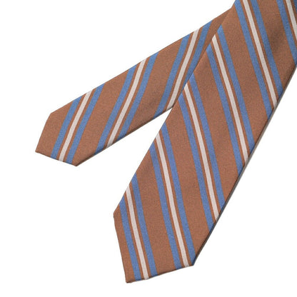 BARBA シルク100% レジメンタルネクタイ (セッテピエゲ) ブラウン 147cm×7.5cm | GUARDAROBA MILANO OFFICIAL STORE