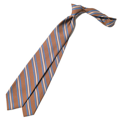 BARBA シルク100% レジメンタルネクタイ (セッテピエゲ) ブラウン 147cm×7.5cm | GUARDAROBA MILANO OFFICIAL STORE