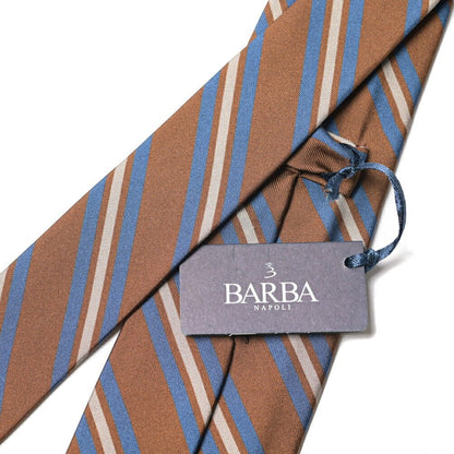 BARBA シルク100% レジメンタルネクタイ (セッテピエゲ) ブラウン 147cm×7.5cm | GUARDAROBA MILANO OFFICIAL STORE