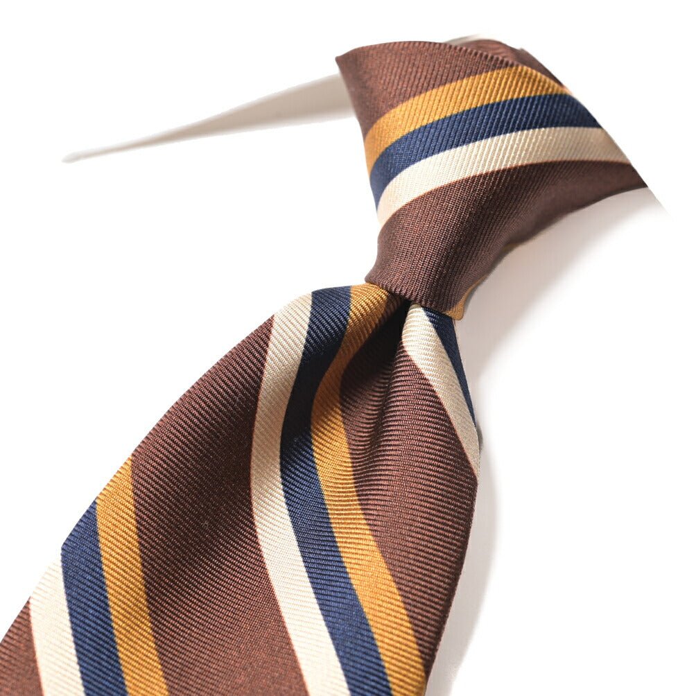 BARBA シルク100% レジメンタルネクタイ (セッテピエゲ) ブラウン 146cm×7.5cm | GUARDAROBA MILANO OFFICIAL STORE