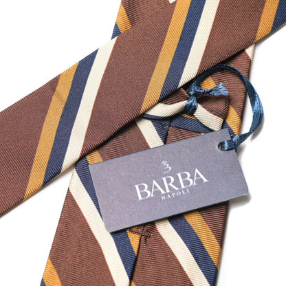BARBA シルク100% レジメンタルネクタイ (セッテピエゲ) ブラウン 146cm×7.5cm | GUARDAROBA MILANO OFFICIAL STORE
