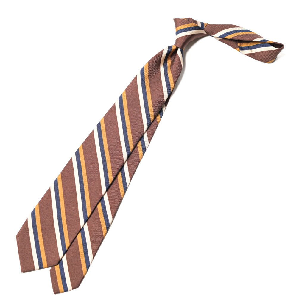 BARBA シルク100% レジメンタルネクタイ (セッテピエゲ) ブラウン 146cm×7.5cm | GUARDAROBA MILANO OFFICIAL STORE
