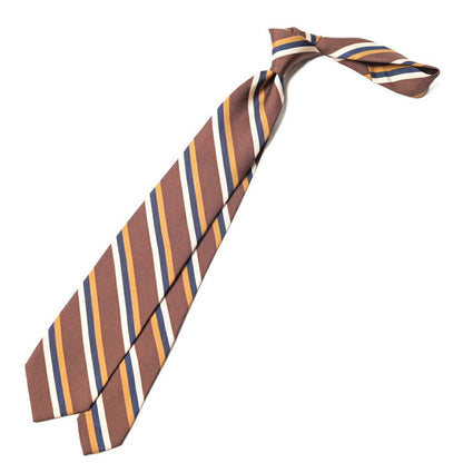 BARBA シルク100% レジメンタルネクタイ (セッテピエゲ) ブラウン 146cm×7.5cm | GUARDAROBA MILANO OFFICIAL STORE