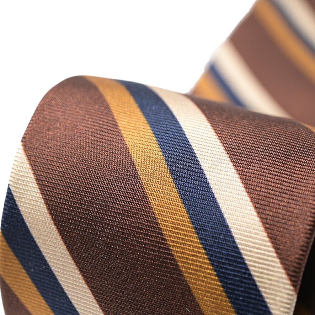 BARBA シルク100% レジメンタルネクタイ (セッテピエゲ) ブラウン 146cm×7.5cm | GUARDAROBA MILANO OFFICIAL STORE