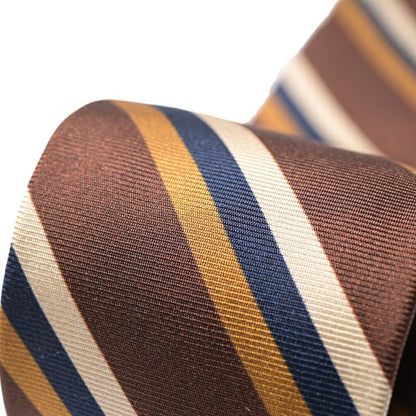 BARBA シルク100% レジメンタルネクタイ (セッテピエゲ) ブラウン 146cm×7.5cm | GUARDAROBA MILANO OFFICIAL STORE