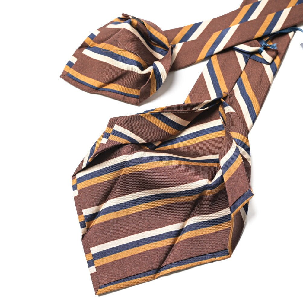 BARBA シルク100% レジメンタルネクタイ (セッテピエゲ) ブラウン 146cm×7.5cm | GUARDAROBA MILANO OFFICIAL STORE