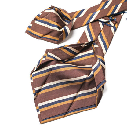 BARBA シルク100% レジメンタルネクタイ (セッテピエゲ) ブラウン 146cm×7.5cm | GUARDAROBA MILANO OFFICIAL STORE