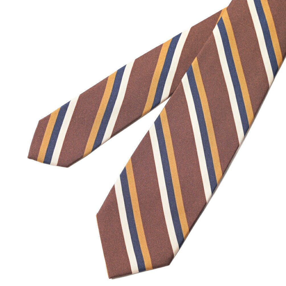 BARBA シルク100% レジメンタルネクタイ (セッテピエゲ) ブラウン 146cm×7.5cm | GUARDAROBA MILANO OFFICIAL STORE