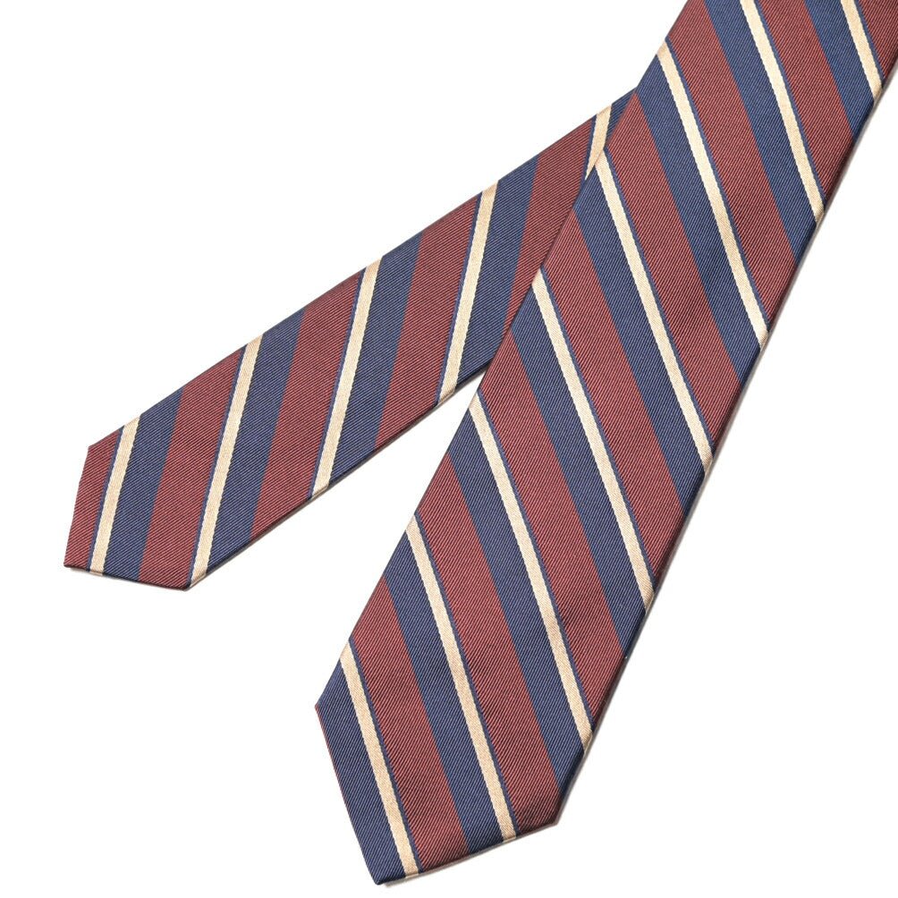 BARBA シルク100% レジメンタルネクタイ (セッテピエゲ) ワインレッド 147cm×7.5cm | GUARDAROBA MILANO OFFICIAL STORE