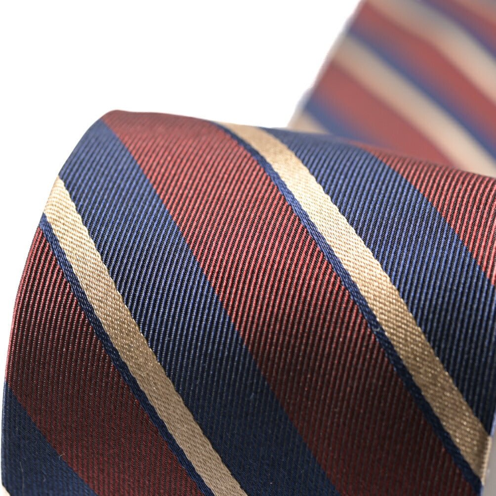 BARBA シルク100% レジメンタルネクタイ (セッテピエゲ) ワインレッド 147cm×7.5cm | GUARDAROBA MILANO OFFICIAL STORE
