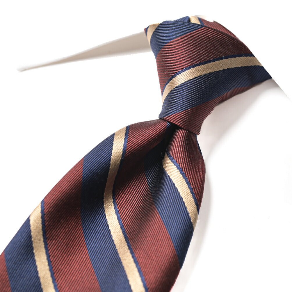BARBA シルク100% レジメンタルネクタイ (セッテピエゲ) ワインレッド 147cm×7.5cm | GUARDAROBA MILANO OFFICIAL STORE