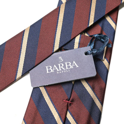 BARBA シルク100% レジメンタルネクタイ (セッテピエゲ) ワインレッド 147cm×7.5cm | GUARDAROBA MILANO OFFICIAL STORE