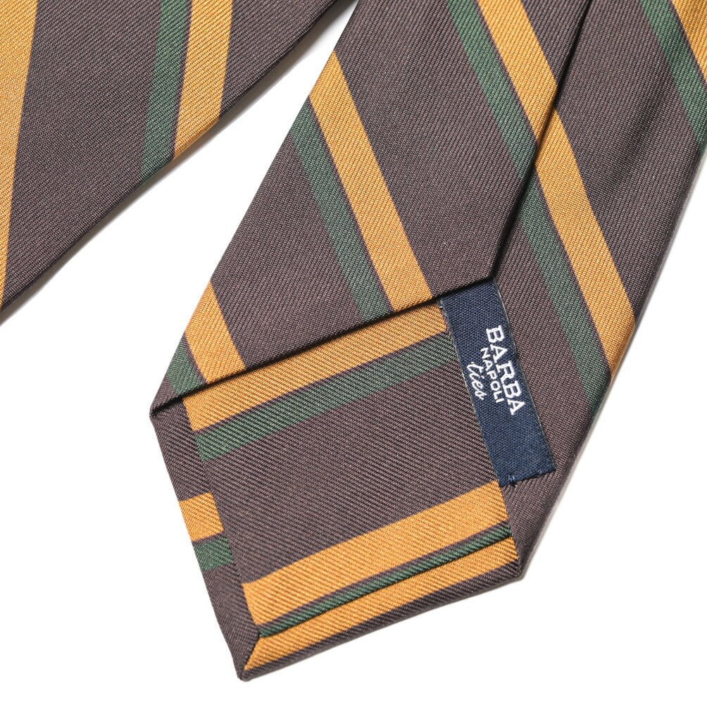 BARBA シルク100% レジメンタルネクタイ (セッテピエゲ) ブラウン 149cm×7.5cm | GUARDAROBA MILANO OFFICIAL STORE