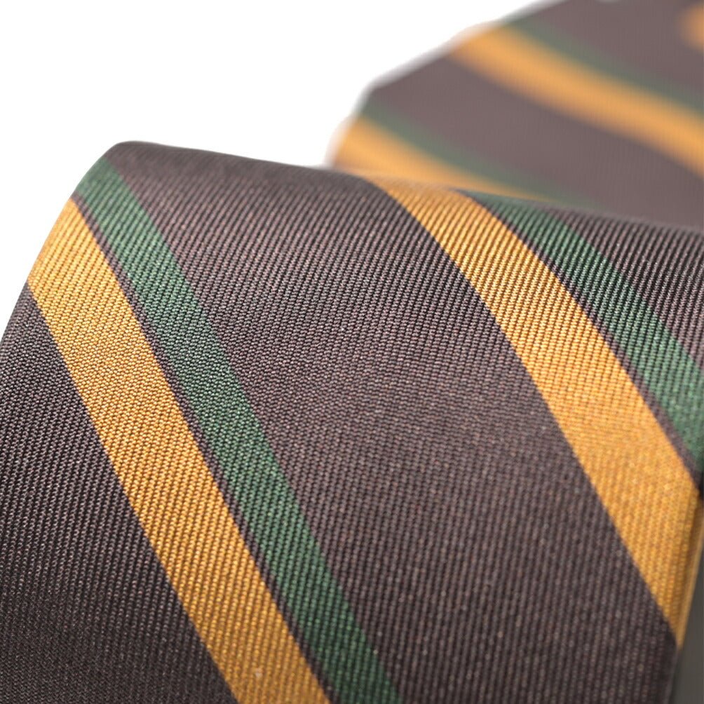 BARBA シルク100% レジメンタルネクタイ (セッテピエゲ) ブラウン 149cm×7.5cm | GUARDAROBA MILANO OFFICIAL STORE