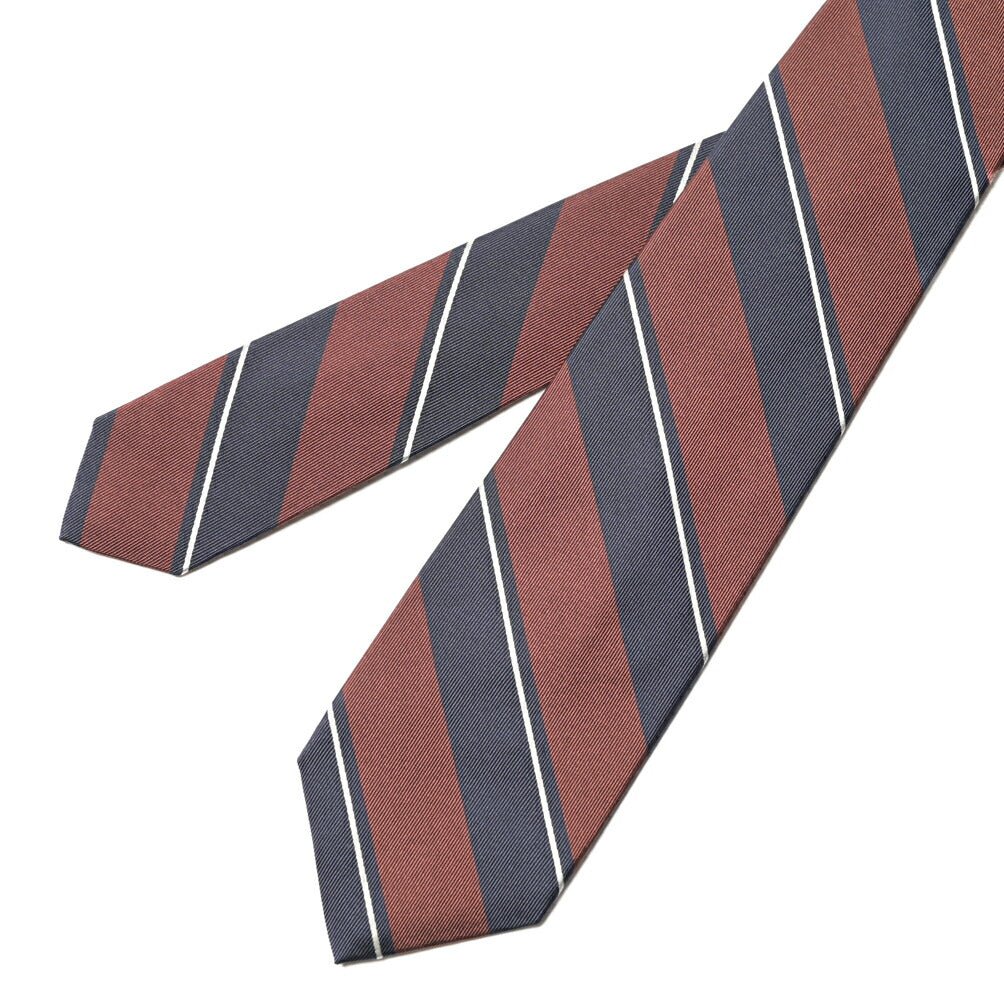BARBA シルク100% レジメンタルネクタイ (セッテピエゲ) ブラウン×ネイビー 147cm×7.5cm | GUARDAROBA MILANO OFFICIAL STORE