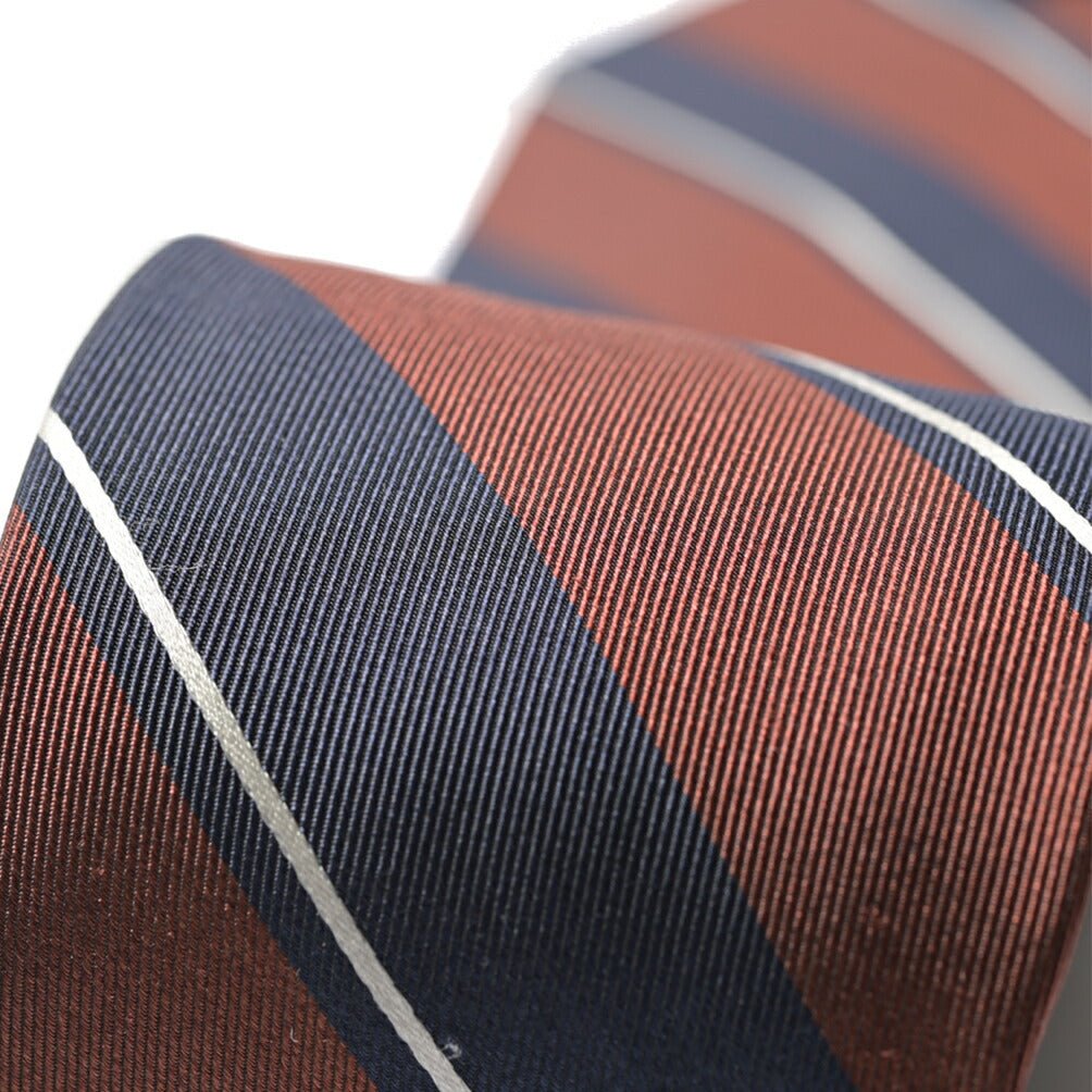 BARBA シルク100% レジメンタルネクタイ (セッテピエゲ) ブラウン×ネイビー 147cm×7.5cm | GUARDAROBA MILANO OFFICIAL STORE