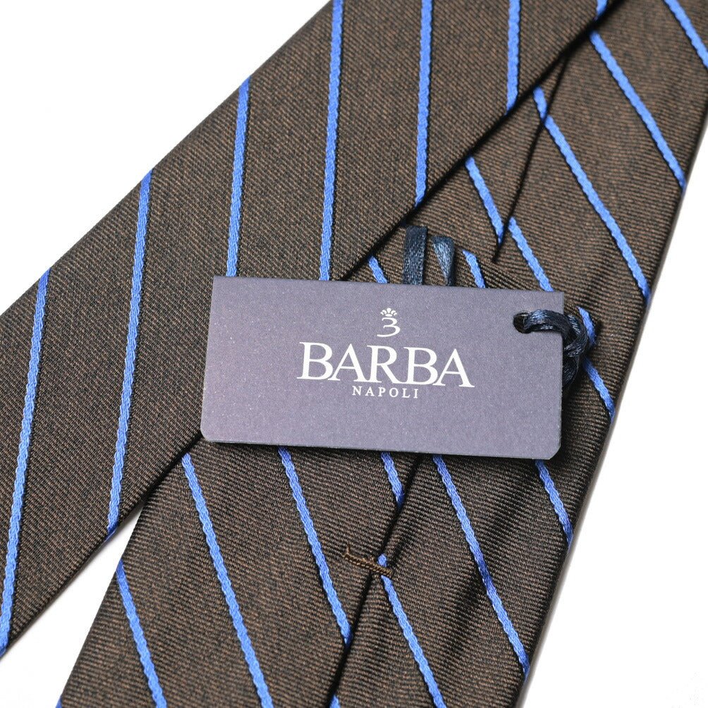 BARBA シルク100% レジメンタルネクタイ (セッテピエゲ) ブラウン 147cm×7.5cm | GUARDAROBA MILANO OFFICIAL STORE