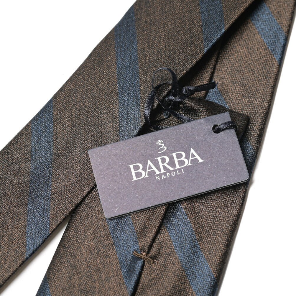 BARBA シルク100% レジメンタルネクタイ (セッテピエゲ) ブラウン 149cm×7.5cm | GUARDAROBA MILANO OFFICIAL STORE