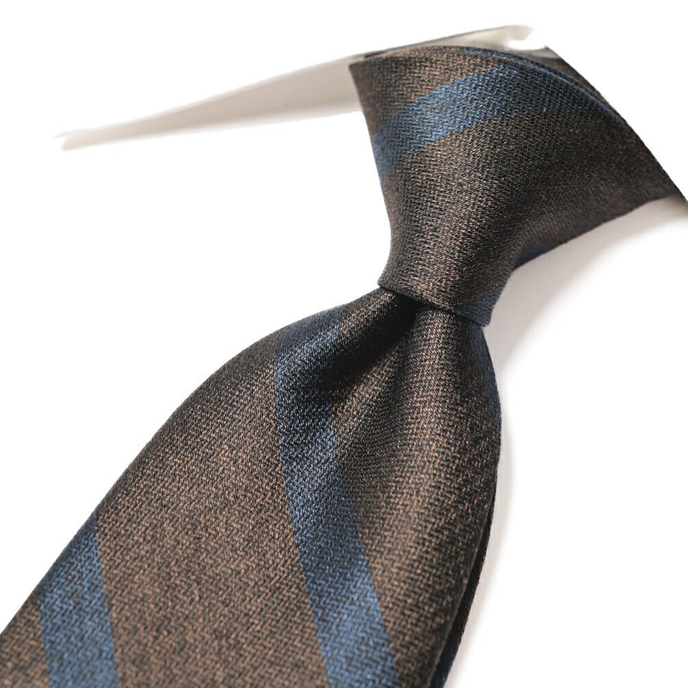 BARBA シルク100% レジメンタルネクタイ (セッテピエゲ) ブラウン 149cm×7.5cm | GUARDAROBA MILANO OFFICIAL STORE