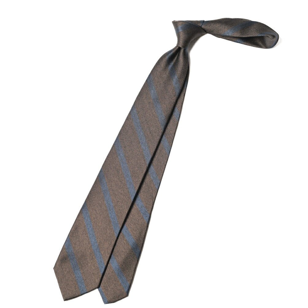 BARBA シルク100% レジメンタルネクタイ (セッテピエゲ) ブラウン 149cm×7.5cm | GUARDAROBA MILANO OFFICIAL STORE