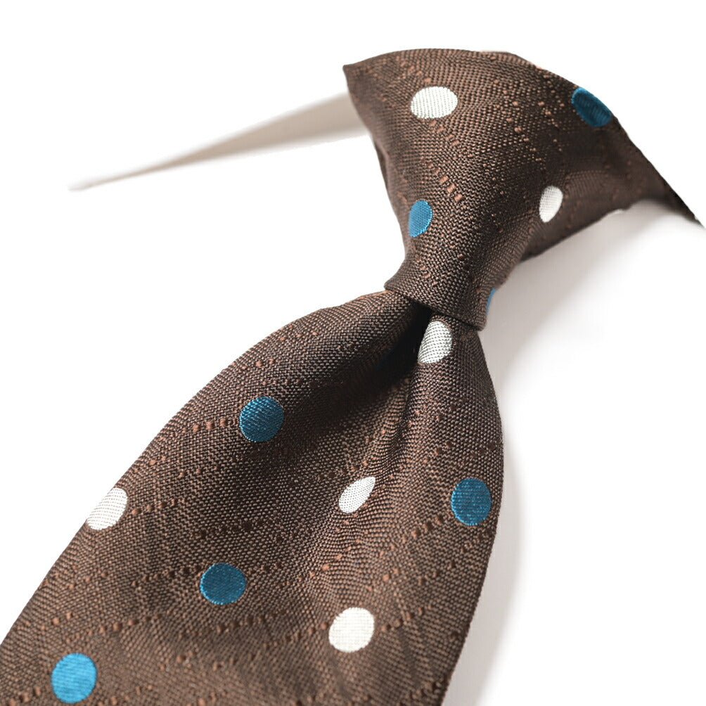 BARBA シルク100% ドット柄ネクタイ (セッテピエゲ) ブラウン 145cm×7.5cm | GUARDAROBA MILANO OFFICIAL STORE
