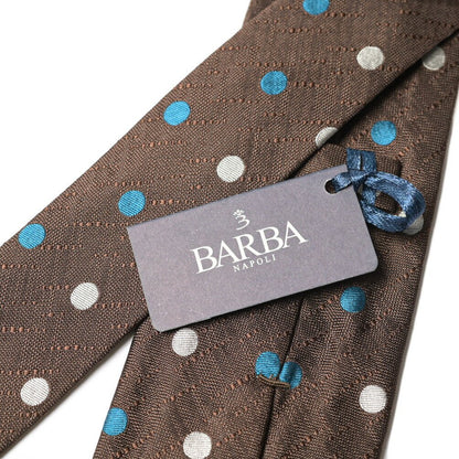 BARBA シルク100% ドット柄ネクタイ (セッテピエゲ) ブラウン 145cm×7.5cm | GUARDAROBA MILANO OFFICIAL STORE
