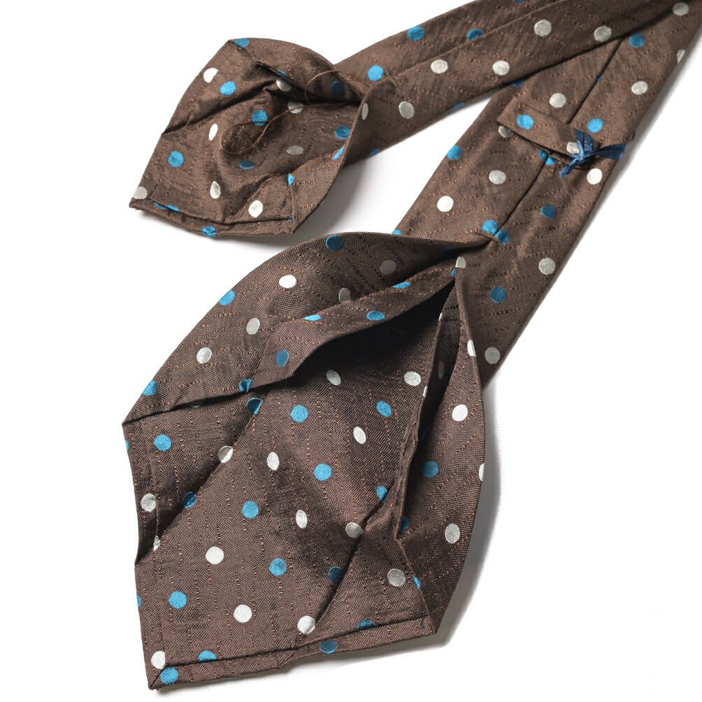 BARBA シルク100% ドット柄ネクタイ (セッテピエゲ) ブラウン 145cm×7.5cm | GUARDAROBA MILANO OFFICIAL STORE