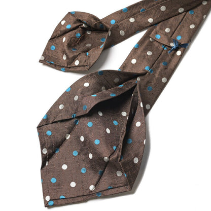 BARBA シルク100% ドット柄ネクタイ (セッテピエゲ) ブラウン 145cm×7.5cm | GUARDAROBA MILANO OFFICIAL STORE