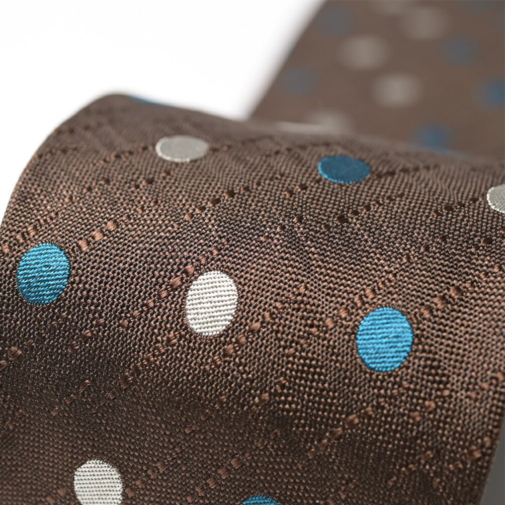 BARBA シルク100% ドット柄ネクタイ (セッテピエゲ) ブラウン 145cm×7.5cm | GUARDAROBA MILANO OFFICIAL STORE