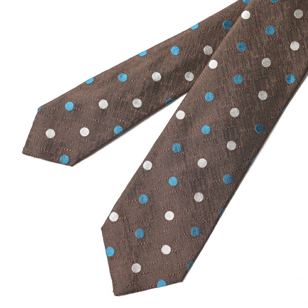 BARBA シルク100% ドット柄ネクタイ (セッテピエゲ) ブラウン 145cm×7.5cm | GUARDAROBA MILANO OFFICIAL STORE