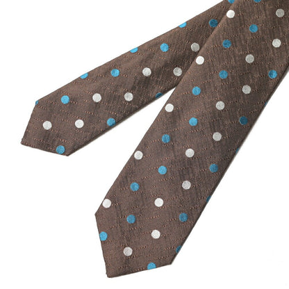 BARBA シルク100% ドット柄ネクタイ (セッテピエゲ) ブラウン 145cm×7.5cm | GUARDAROBA MILANO OFFICIAL STORE